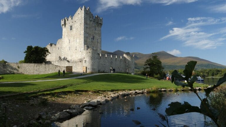 Ross Castle as seen from the walk from Reen Pier