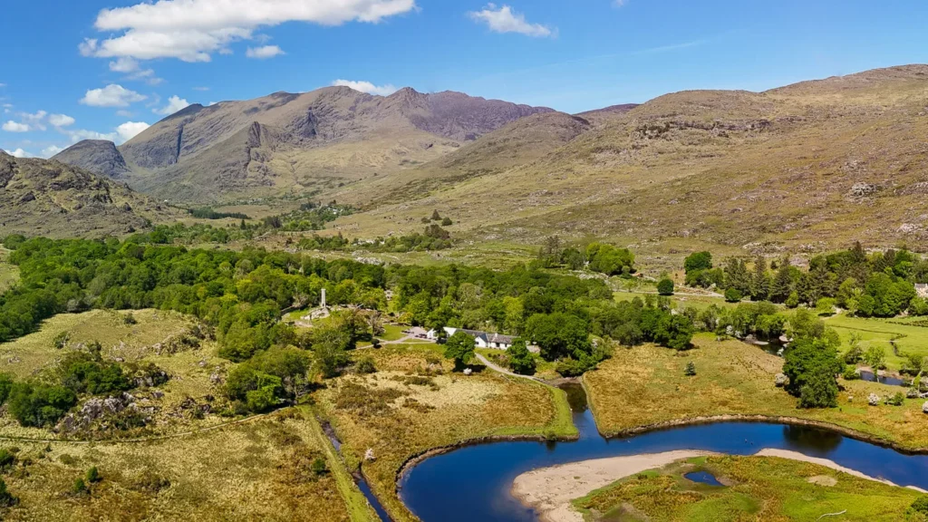 Aerial view of Lord Brandons Cottage from above the National Park